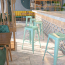 Commercial Grade 30" High Backless Mint Green Indoor-Outdoor Barstool