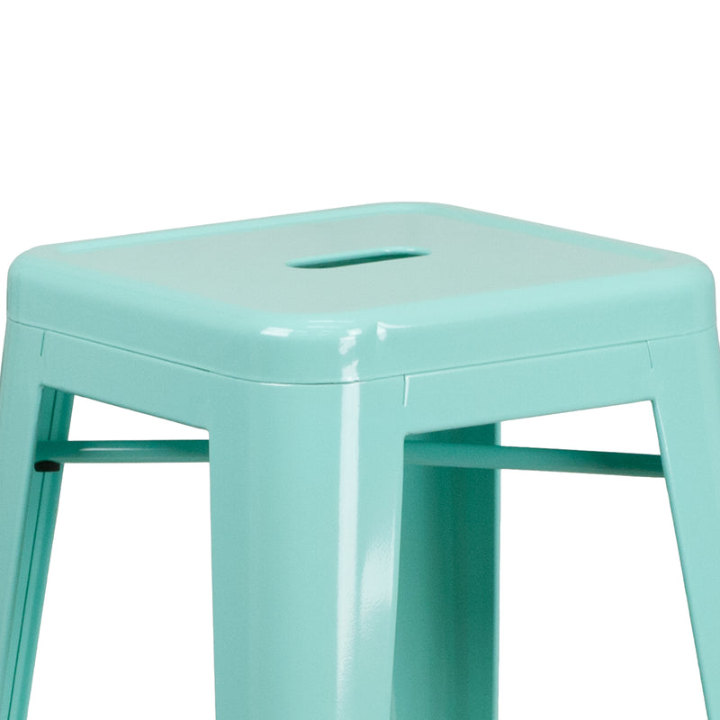 Commercial Grade 30" High Backless Mint Green Indoor-Outdoor Barstool