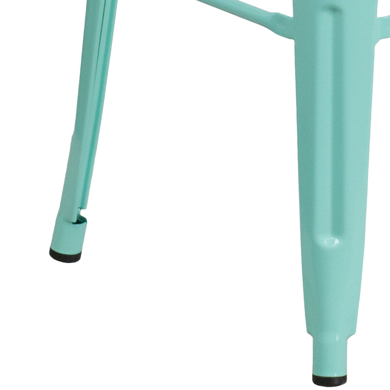 Commercial Grade 30" High Backless Mint Green Indoor-Outdoor Barstool