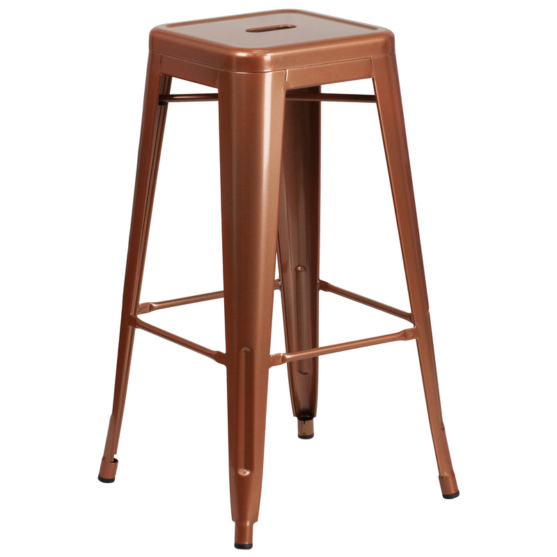 Commercial Grade 30" High Backless Copper Indoor-Outdoor Barstool