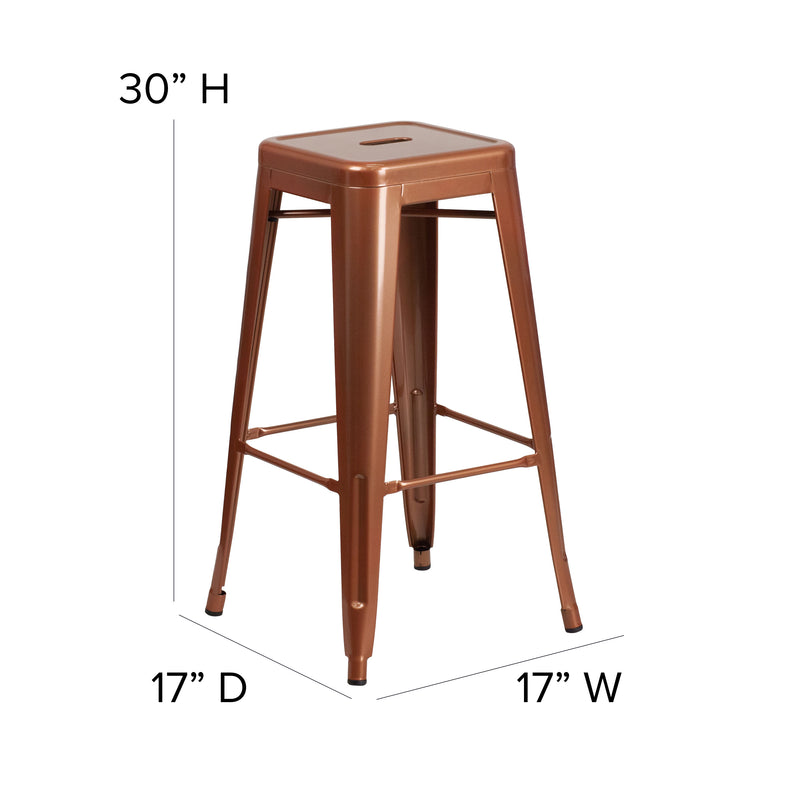 Commercial Grade 30" High Backless Copper Indoor-Outdoor Barstool