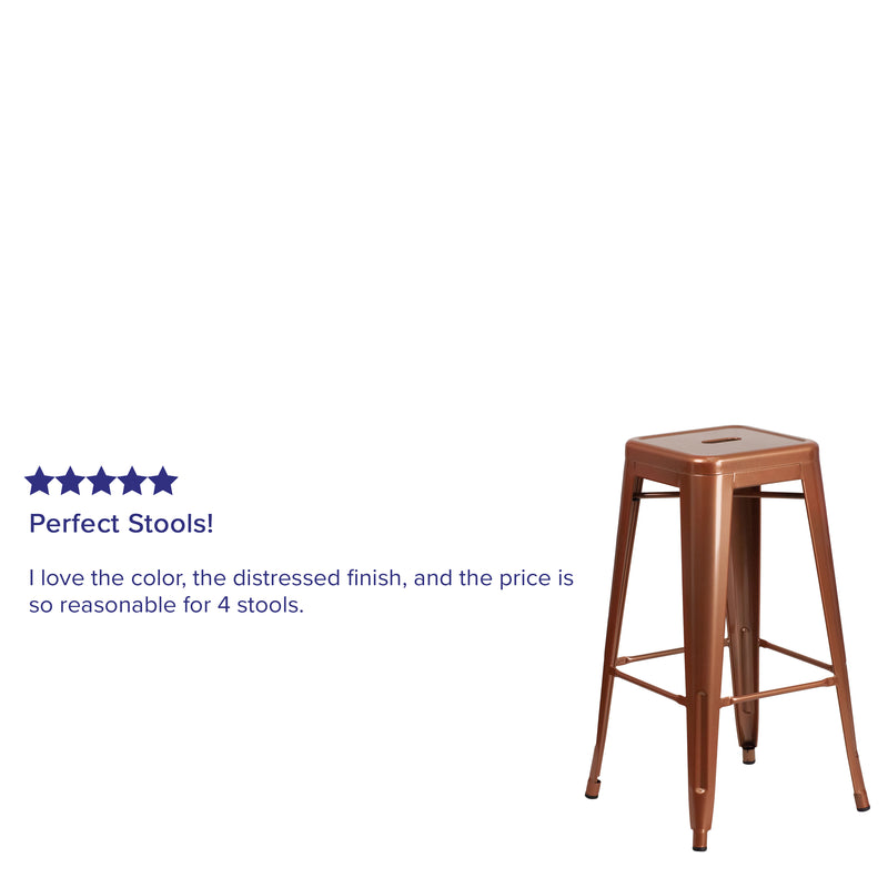 Commercial Grade 30" High Backless Copper Indoor-Outdoor Barstool