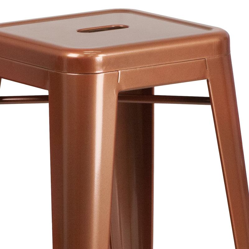 Commercial Grade 30" High Backless Copper Indoor-Outdoor Barstool