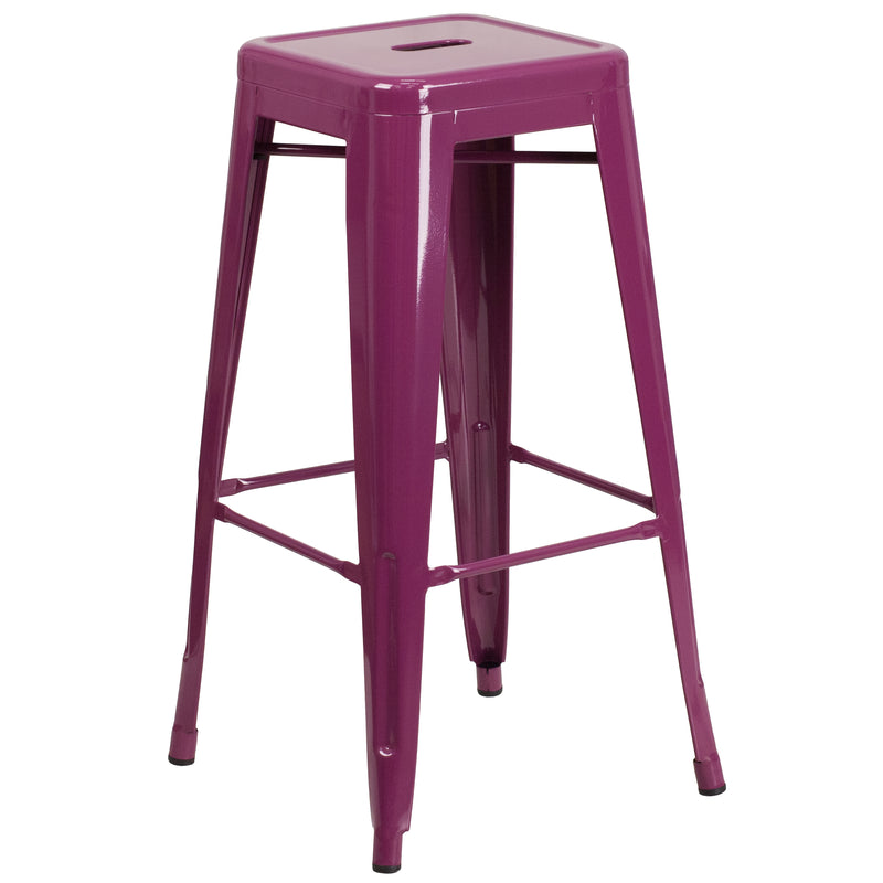 Commercial Grade 30" High Backless Purple Indoor-Outdoor Barstool