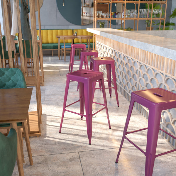 Commercial Grade 30" High Backless Purple Indoor-Outdoor Barstool