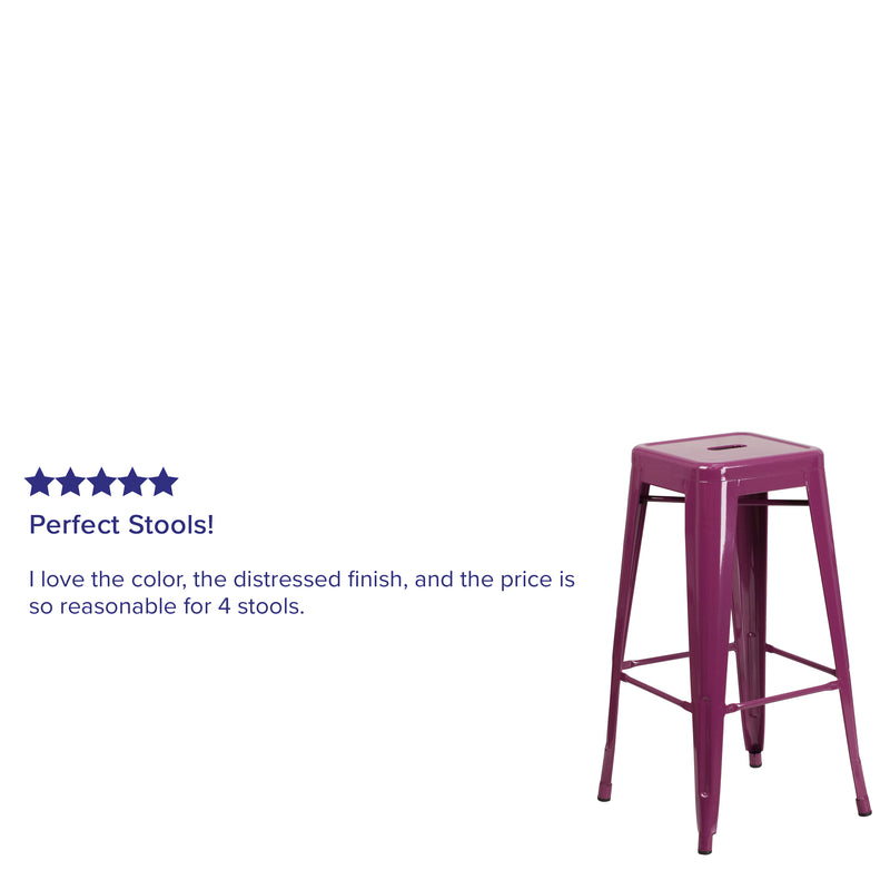 Commercial Grade 30" High Backless Purple Indoor-Outdoor Barstool