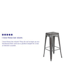 Commercial Grade 30" High Backless Distressed Silver Gray Metal Indoor-Outdoor Barstool