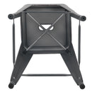 Commercial Grade 30" High Backless Distressed Silver Gray Metal Indoor-Outdoor Barstool