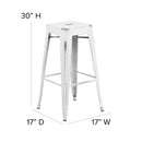 Commercial Grade 30" High Backless Distressed White Metal Indoor-Outdoor Barstool