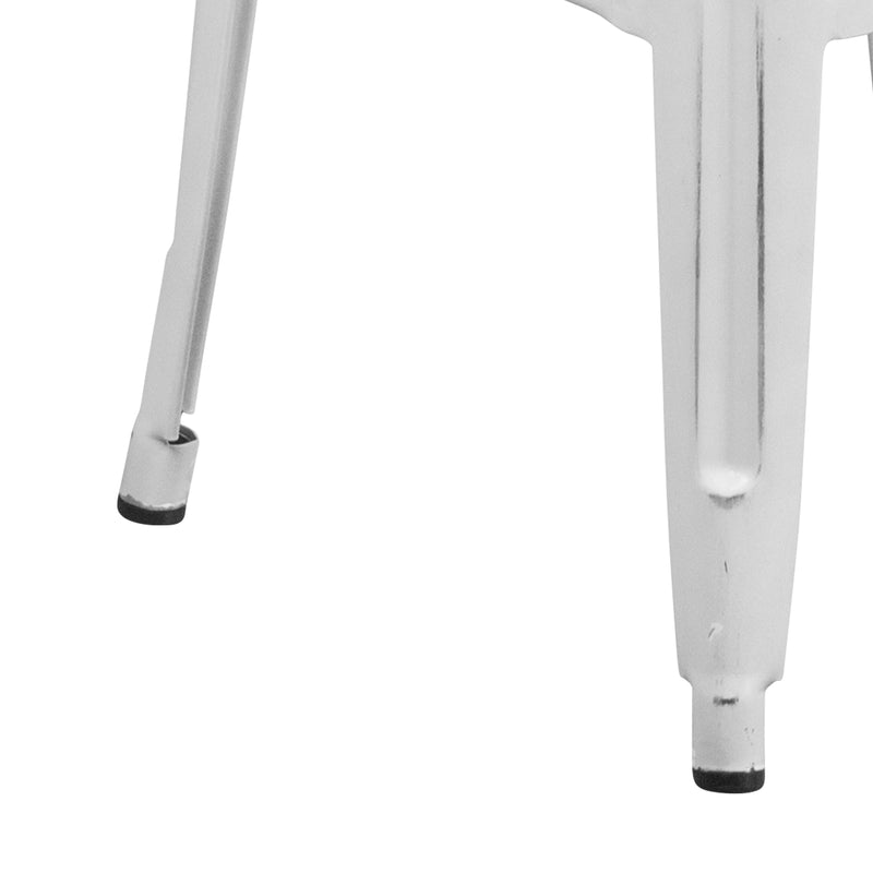 Commercial Grade 30" High Backless Distressed White Metal Indoor-Outdoor Barstool