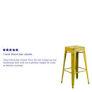 Commercial Grade 30" High Backless Distressed Yellow Metal Indoor-Outdoor Barstool