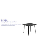 Commercial Grade 31.5" Square Black Metal Indoor-Outdoor Table
