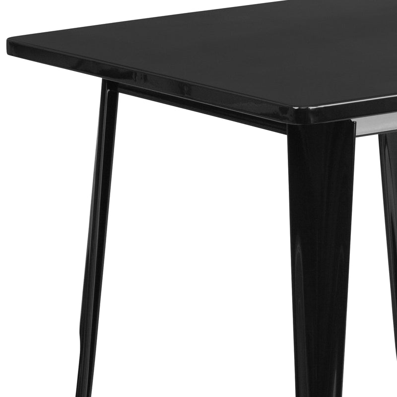 Commercial Grade 31.5" Square Black Metal Indoor-Outdoor Table