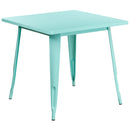 Commercial Grade 31.5" Square Mint Green Metal Indoor-Outdoor Table