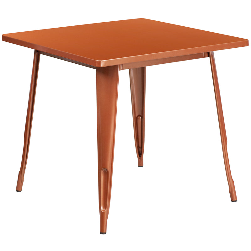 Commercial Grade 31.5" Square Copper Metal Indoor-Outdoor Table