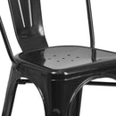 Commercial Grade 31.5" Square Black Metal Indoor-Outdoor Table Set with 4 Stack Chairs