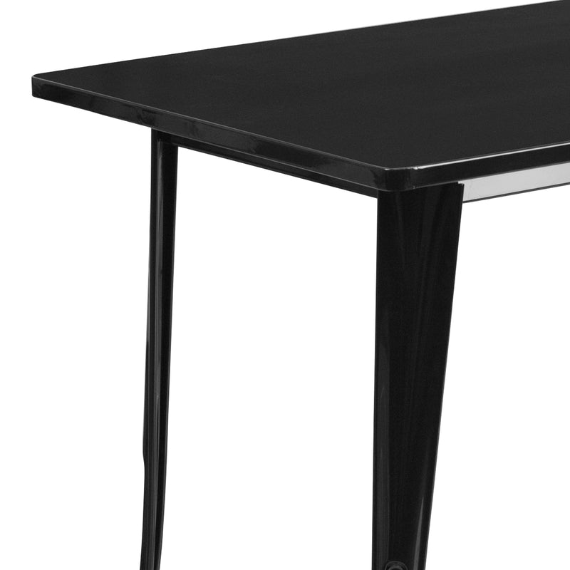 Commercial Grade 31.5" x 63" Rectangular Black Metal Indoor-Outdoor Table