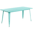 Commercial Grade 31.5" x 63" Rectangular Mint Green Metal Indoor-Outdoor Table