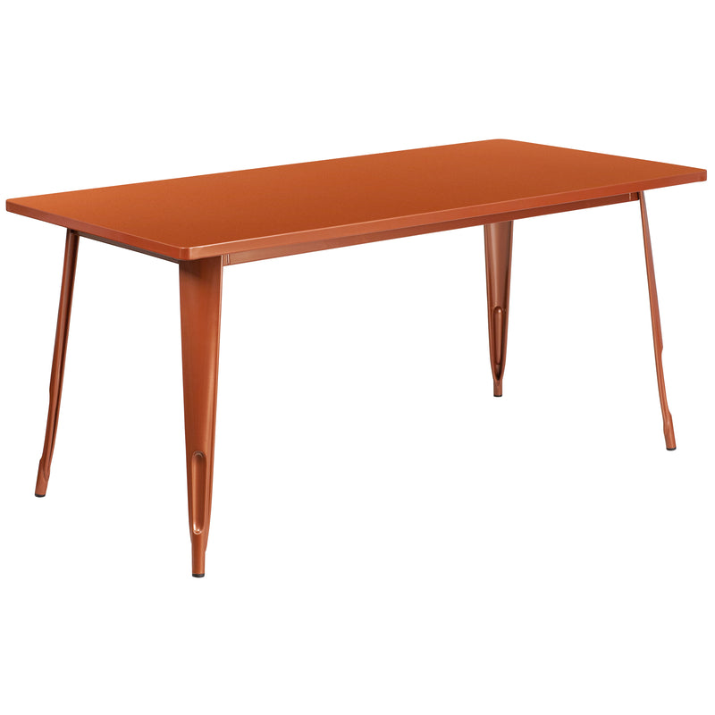 Commercial Grade 31.5" x 63" Rectangular Copper Metal Indoor-Outdoor Table