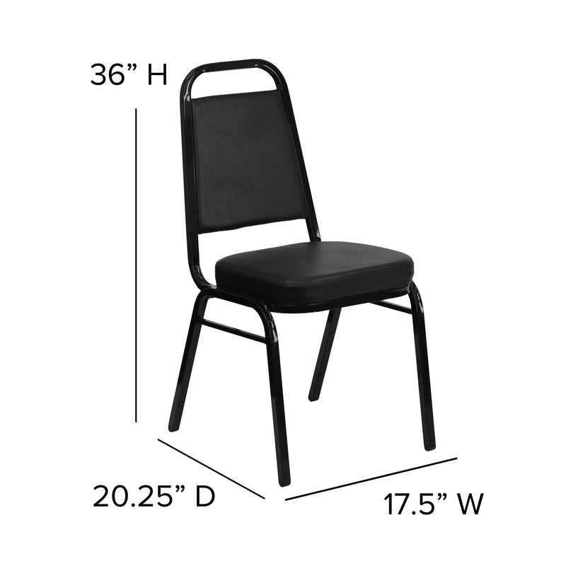 SINGLEWAVE Series Trapezoidal Back Stacking Banquet Chair in Black Vinyl - Black Frame