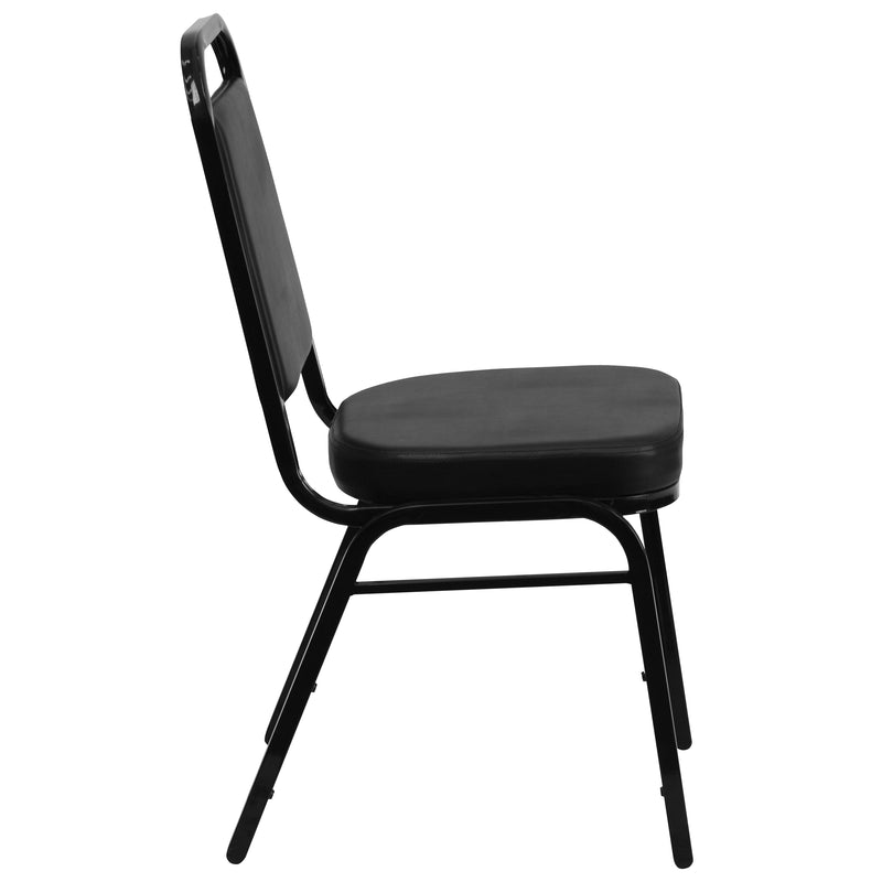 SINGLEWAVE Series Trapezoidal Back Stacking Banquet Chair in Black Vinyl - Black Frame