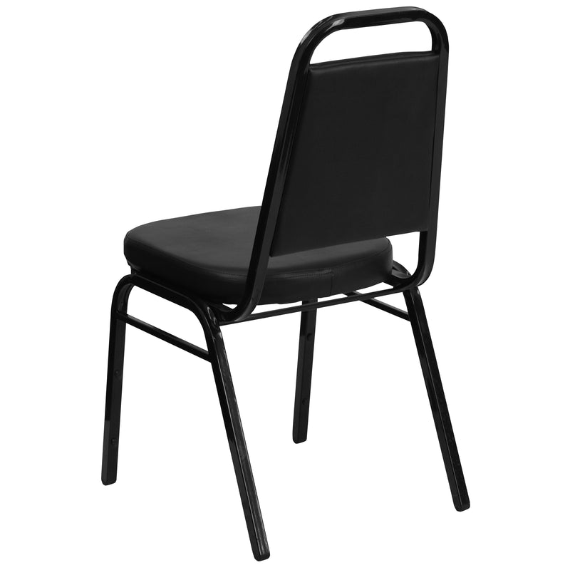 SINGLEWAVE Series Trapezoidal Back Stacking Banquet Chair in Black Vinyl - Black Frame