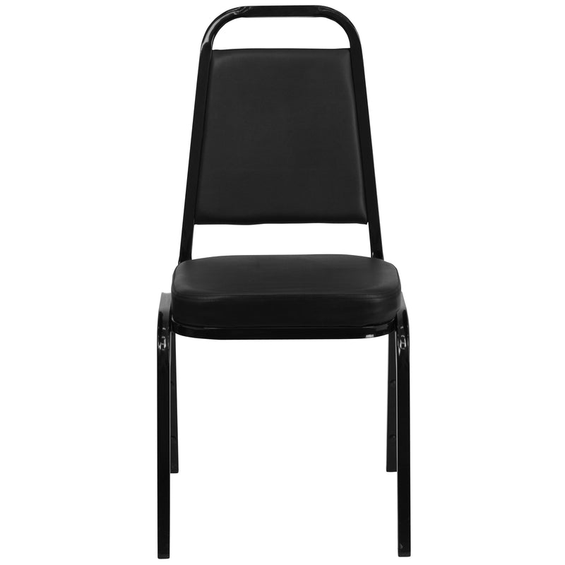 SINGLEWAVE Series Trapezoidal Back Stacking Banquet Chair in Black Vinyl - Black Frame