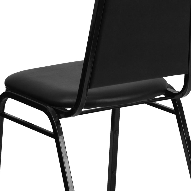 SINGLEWAVE Series Trapezoidal Back Stacking Banquet Chair in Black Vinyl - Black Frame