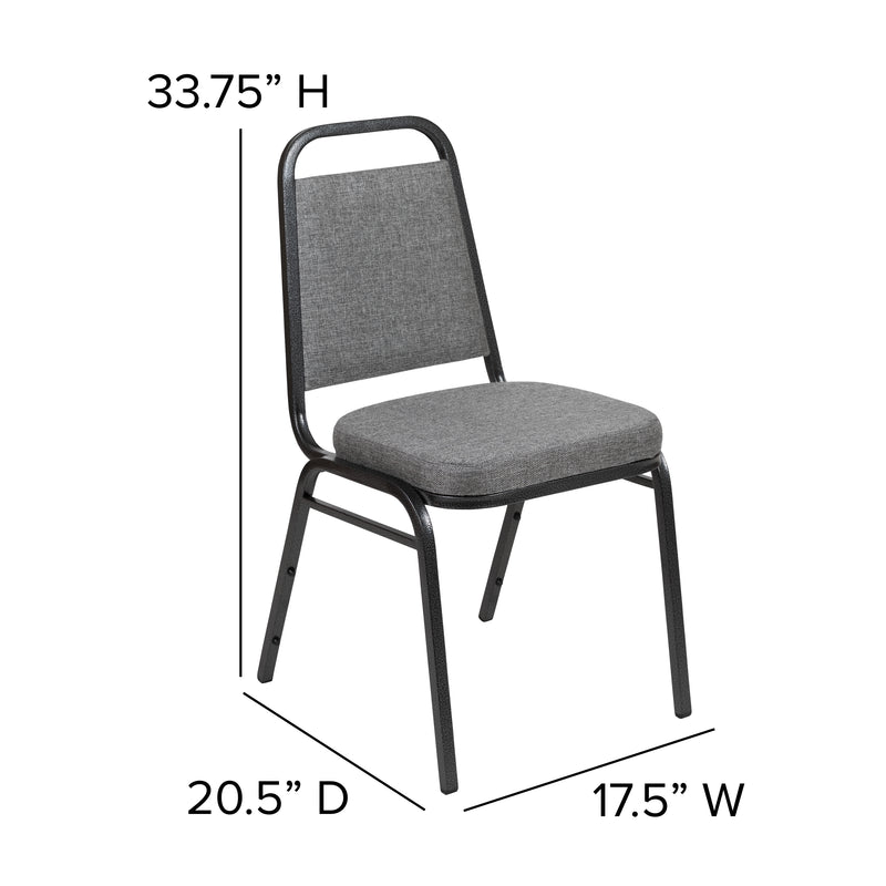 SINGLEWAVE Series Trapezoidal Back Stacking Banquet Chair with 2.5" Thick Seat in Gray Fabric - Silver Vein Frame