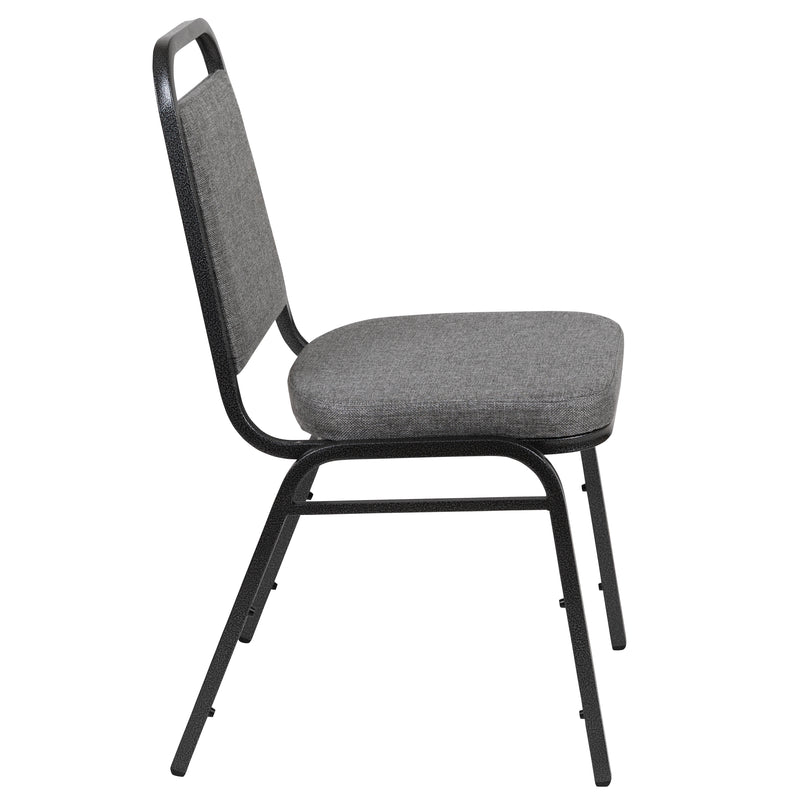 SINGLEWAVE Series Trapezoidal Back Stacking Banquet Chair with 2.5" Thick Seat in Gray Fabric - Silver Vein Frame