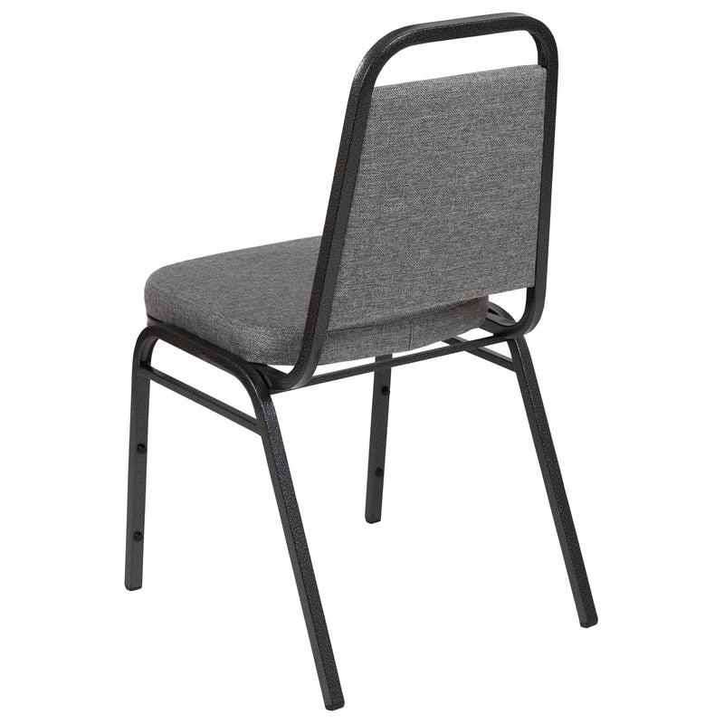 SINGLEWAVE Series Trapezoidal Back Stacking Banquet Chair with 2.5" Thick Seat in Gray Fabric - Silver Vein Frame