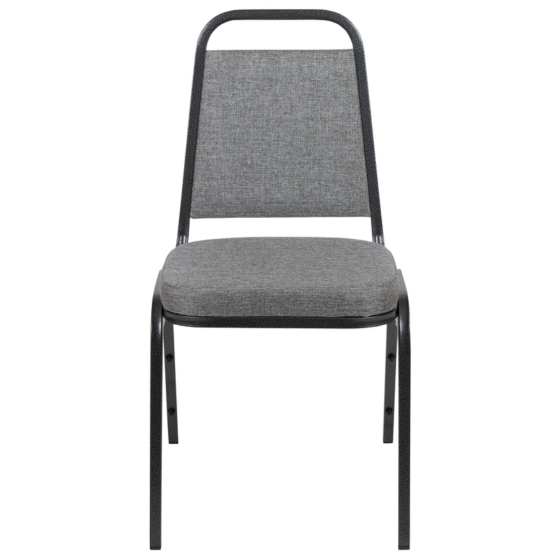 SINGLEWAVE Series Trapezoidal Back Stacking Banquet Chair with 2.5" Thick Seat in Gray Fabric - Silver Vein Frame