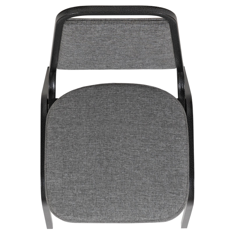 SINGLEWAVE Series Trapezoidal Back Stacking Banquet Chair with 2.5" Thick Seat in Gray Fabric - Silver Vein Frame