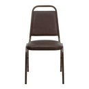 SINGLEWAVE Series Trapezoidal Back Stacking Banquet Chair in Brown Vinyl - Copper Vein Frame