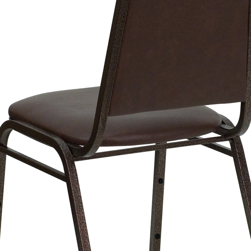 SINGLEWAVE Series Trapezoidal Back Stacking Banquet Chair in Brown Vinyl - Copper Vein Frame