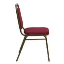 SINGLEWAVE Series Trapezoidal Back Stacking Banquet Chair in Burgundy Fabric - Gold Vein Frame