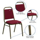 SINGLEWAVE Series Trapezoidal Back Stacking Banquet Chair in Burgundy Fabric - Gold Vein Frame