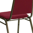 SINGLEWAVE Series Trapezoidal Back Stacking Banquet Chair in Burgundy Fabric - Gold Vein Frame