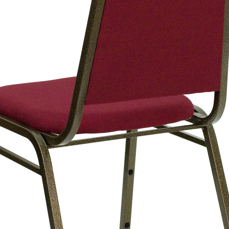 SINGLEWAVE Series Trapezoidal Back Stacking Banquet Chair in Burgundy Fabric - Gold Vein Frame