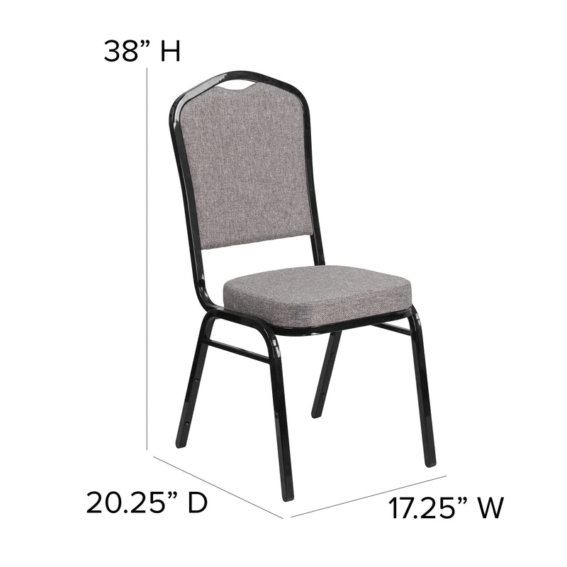 SINGLEWAVE Series Crown Back Stacking Banquet Chair in Gray Fabric - Black Frame