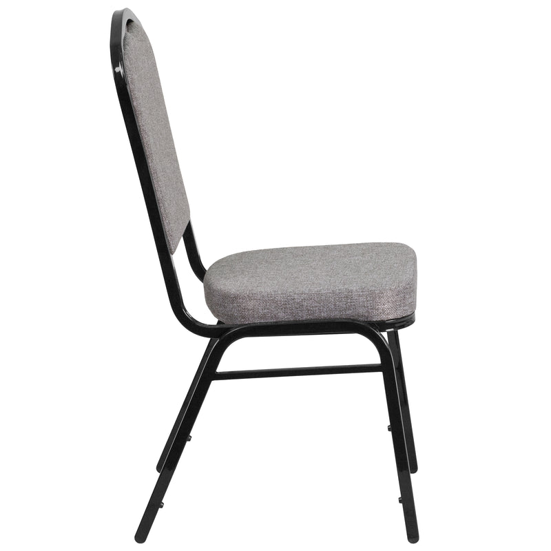 SINGLEWAVE Series Crown Back Stacking Banquet Chair in Gray Fabric - Black Frame