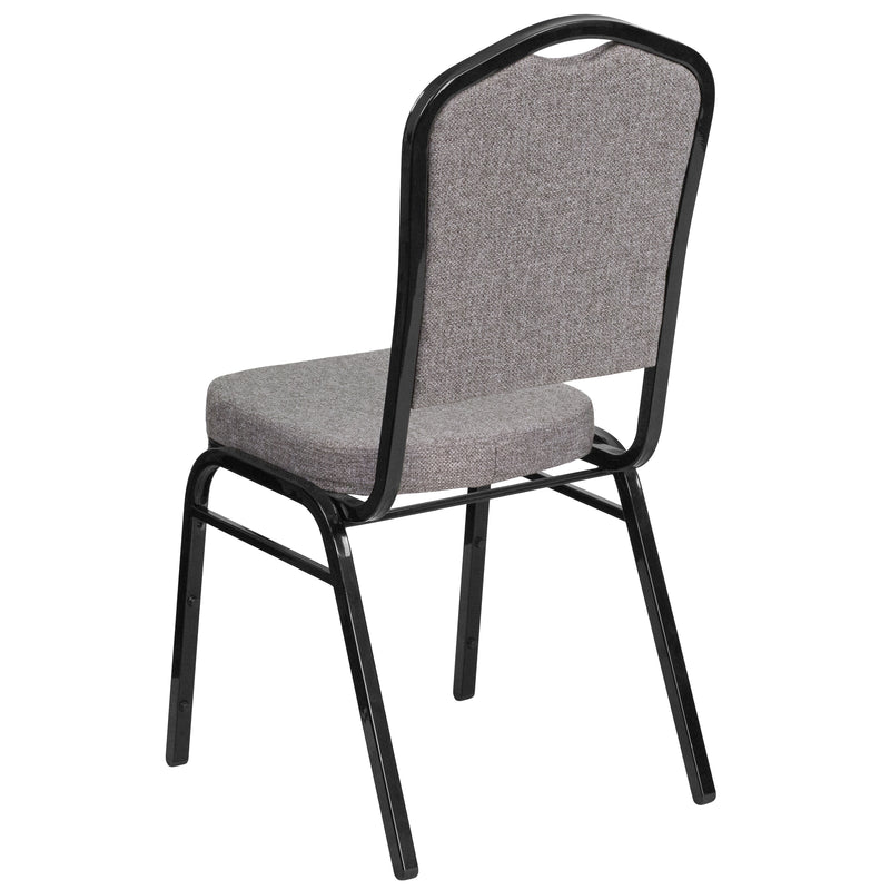 SINGLEWAVE Series Crown Back Stacking Banquet Chair in Gray Fabric - Black Frame