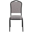 SINGLEWAVE Series Crown Back Stacking Banquet Chair in Gray Fabric - Black Frame