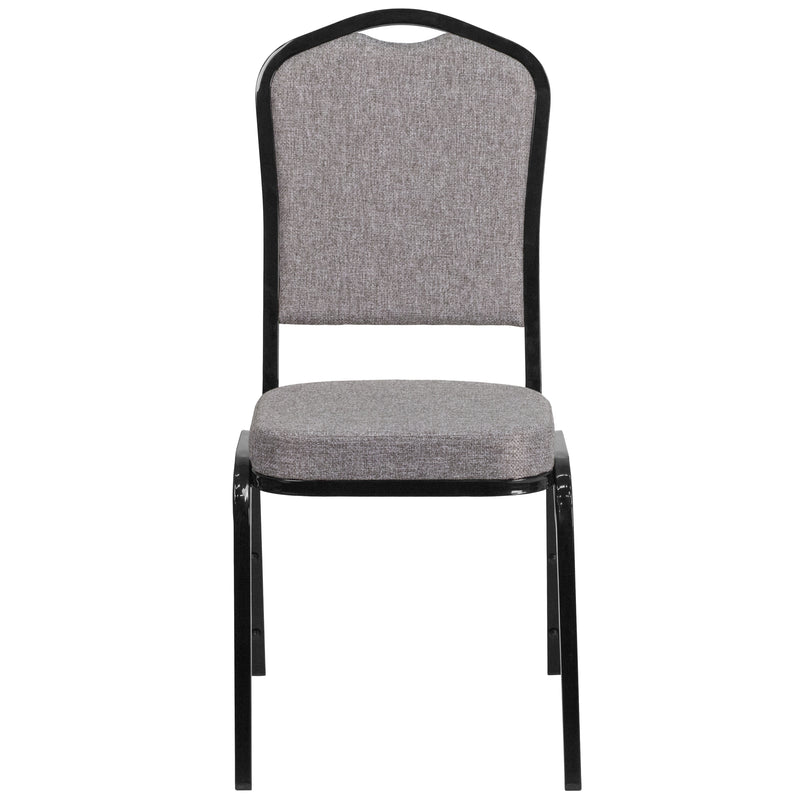 SINGLEWAVE Series Crown Back Stacking Banquet Chair in Gray Fabric - Black Frame