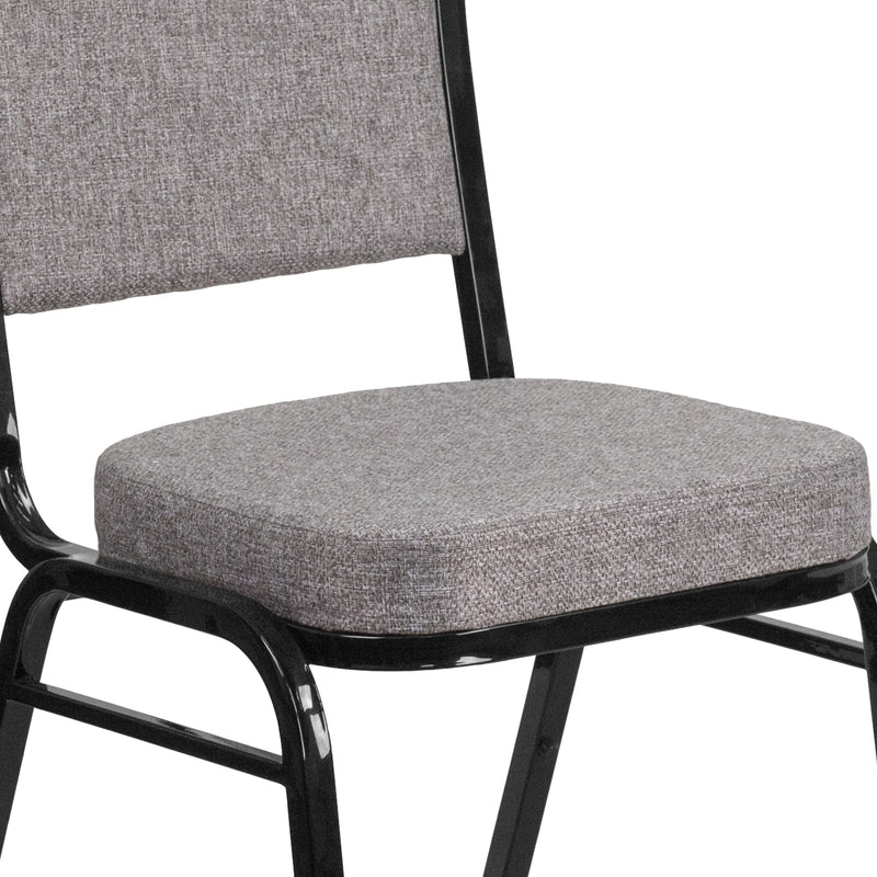 SINGLEWAVE Series Crown Back Stacking Banquet Chair in Gray Fabric - Black Frame