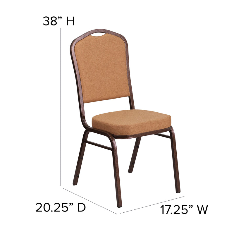 SINGLEWAVE Series Crown Back Stacking Banquet Chair in Light Brown Fabric - Copper Vein Frame