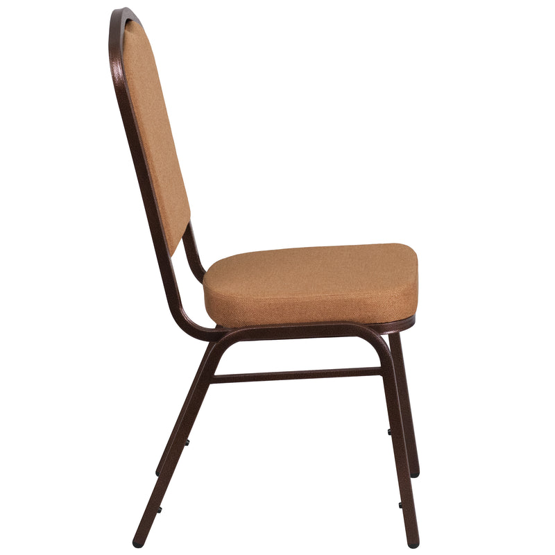 SINGLEWAVE Series Crown Back Stacking Banquet Chair in Light Brown Fabric - Copper Vein Frame