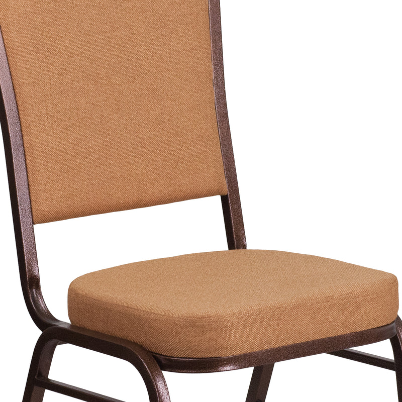 SINGLEWAVE Series Crown Back Stacking Banquet Chair in Light Brown Fabric - Copper Vein Frame