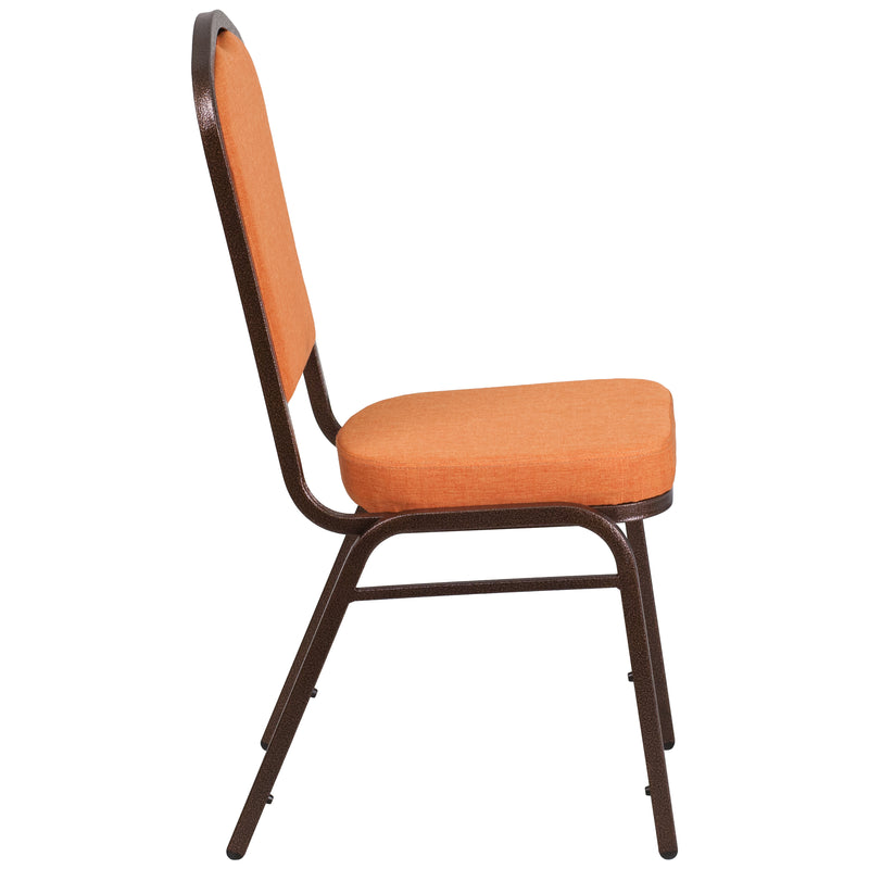 SINGLEWAVE Series Crown Back Stacking Banquet Chair in Orange Fabric - Copper Vein Frame