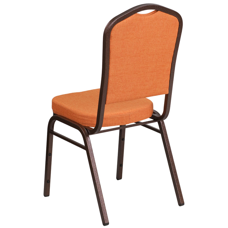 SINGLEWAVE Series Crown Back Stacking Banquet Chair in Orange Fabric - Copper Vein Frame